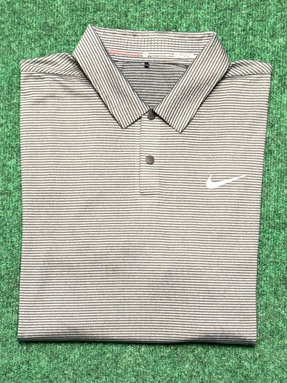 Mens Tiger Woods Collection by Nike Grey Striped Golf Polo (Black & Gray/ Small)